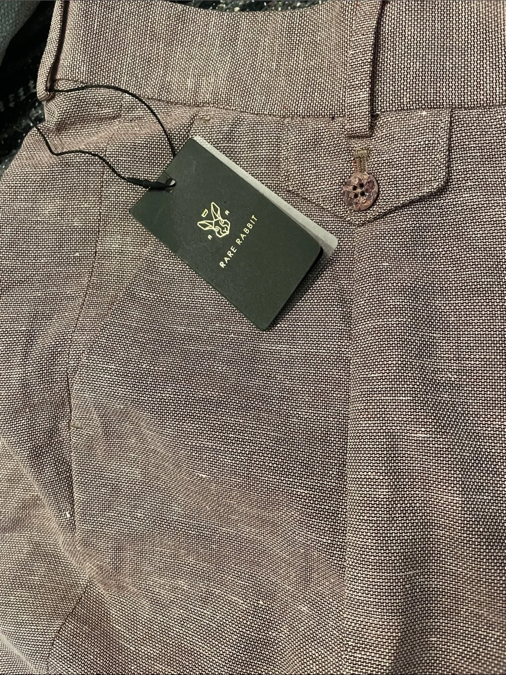 Rare Rabbit DEX Men’s Slim-Fit Textured Trousers – Size 34